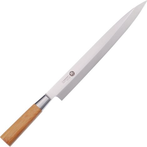 Couteau à sashimi en bambou Suncraft Mu, 27 cm, acier japonais