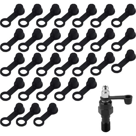 Brake Dust Caps, Brake Bleeder Screw Caps, Black Rubber Brake Bleed Grease Cap, Universal for Motorcycle, Cars, 8 mm, 30 Pieces (1/5)