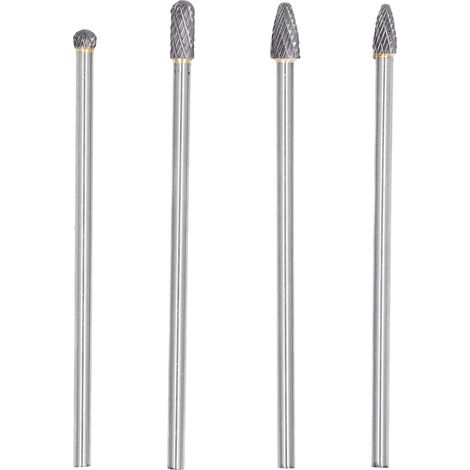 Set mit 4 Wolframstahl-Rotationsfräsern, 150 mm lang, mit 1/4"-Schaft für Holz- und Metallbearbeitung. (1/4)