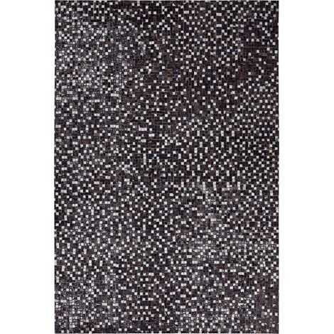 Tappeto Marrone e Argento in Pelle 160 x 230 cm Rustic Patchwork Akkese (1/5)