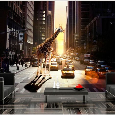 Papier peint girafe à new york - 300 x 230 cm (1/4)