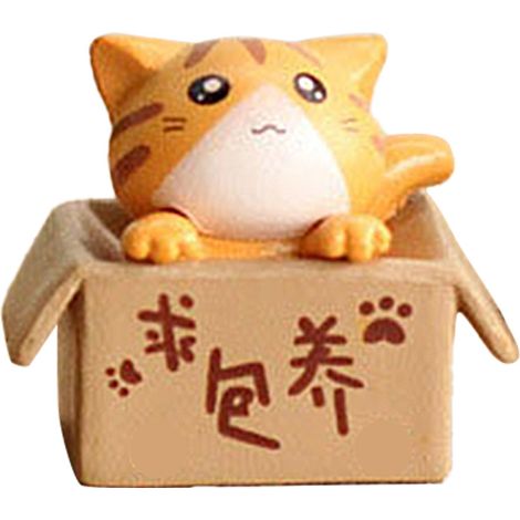 Figura decorativa de gato, miniatura hecha de cartón PVC, decoración original para el hogar y el jardín, blanco, negro, amarillo, gris, 10 g (1/5)