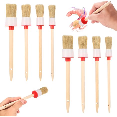 8 Pcs Pinceaux Peinture Acrylique Mur, Pinceau Ronds Décoratifs, Pinceau Peinture Mur à Manche en Bois, Pinceaux de Décoration pour Vernis Acrylique Gouache bricolage à domicile (1/5)