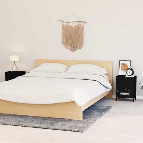 vidaXL Nightstands 2 pcs Black 40x30x54,5 cm Steel and Glass (1/5)