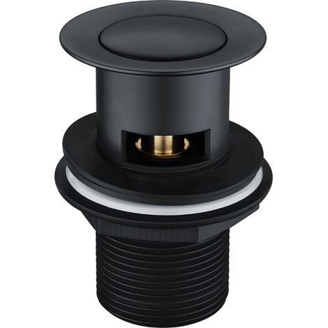Matt Black Pop Up Basin Waste Slotted Bathroom Sink Push Button Click Clack Plug (1/4)