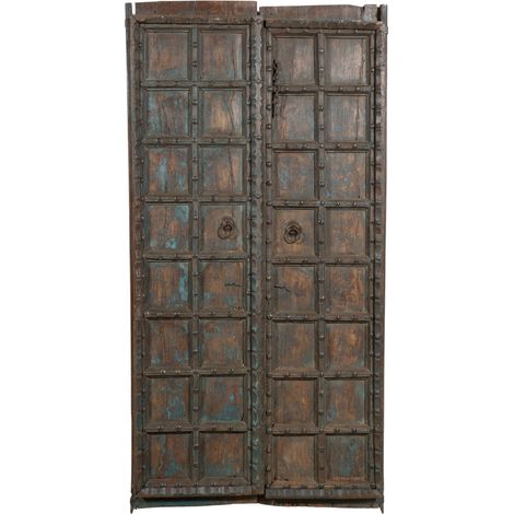 Porte en bois massif et en fer pour l'intérieur ou l'extérieur, ancienne et médiévale coulissaut