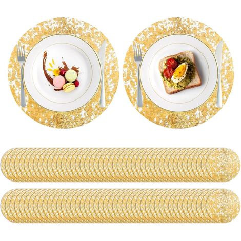 Nappes de Table Dorées - Lot de 100 pour Repas Mariage Événement - sous (1/5)