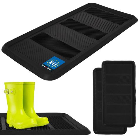 KOTARBAU® 2 Pièces Bac D'Égouttement pour Chaussures - Gomme - 80 x 40 cm - Noir - Plateau Égouttoir à Bord Surélevé - Égouttoir Chaussures - Etanche Protection Sol (1/5)