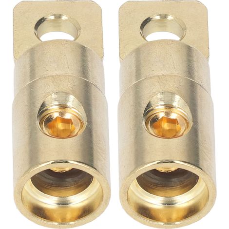 Paire de cosses à joint torique pour batterie, en laiton plaqué or, haute précision, sans soudure, modification audio, 0GA pour 0-2GA (1/5)