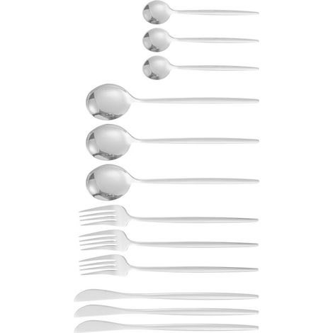 Ensemble de couverts 12 pièces (cuillères, couteaux, fourchettes) en acier inoxydable 410 brillant argenté, idéal pour la maison et le restaurant. (1/5)
