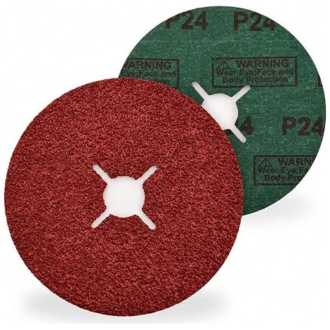 Fibre Sanding Discs Grit 24 Sanding Sheets 125 mm for Angle Grinder (1/4)