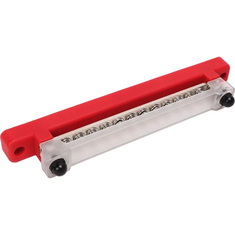 Set aus 2 elektrischen Verteilerblöcken mit je 12 Anschlüssen, Sammelschienen-Klemmenblock mit 2 M6-Polen und 12 M4-Schrauben, Batteriekasten für Autos, Wohnmobile, Boote und Yachten, rot (1/5)