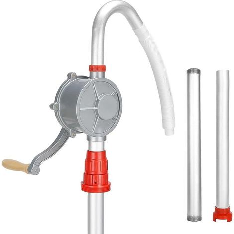 Pompe à carburant rotative manuelle 120cm pour diesel, essence et huile, alliage d'aluminium et laiton, débit 200L/min, hauteur de refoulement 5m, pour fûts et bidons (1/5)