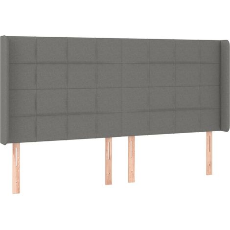 Testiera Testata del letto ad Orecchio GrigioScuro 203x16x118/128cm in Tessuto (1/4)