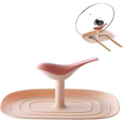 Repose-cuillère et porte-couvercles, support de cuisine en forme d'oiseaux avec tapis anti-gouttes pour plusieurs ustensiles, multifonctionnel et écologique, support pour cuillères, couvercles, spatul (1/5)