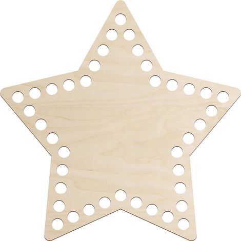 Tovaglietta a stella in legno da 20 cm con base per decorazioni natalizie e uncinetto. (1/5)