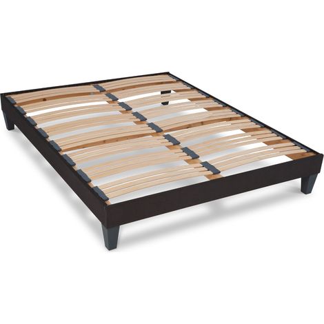 OLYMPE LITERIE Sommier à lattes en bois KIT15 140x200 cm Coloris Gris anthracite Livré en kit (1/5)