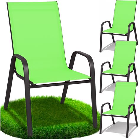 Sillas de jardín de metal para balcón, terraza, sillón de jardín verde resistente, 4 unidades (1/5)