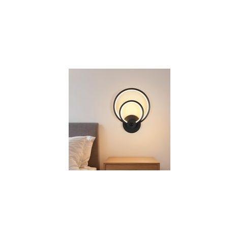 15W Applique Murale Intérieure LED, 3 températures de couleurLampe Murale Moderne Ronde, 3000K , Creative Luminaire Mural Noir pour Salon, Chambre, Escalier, Café