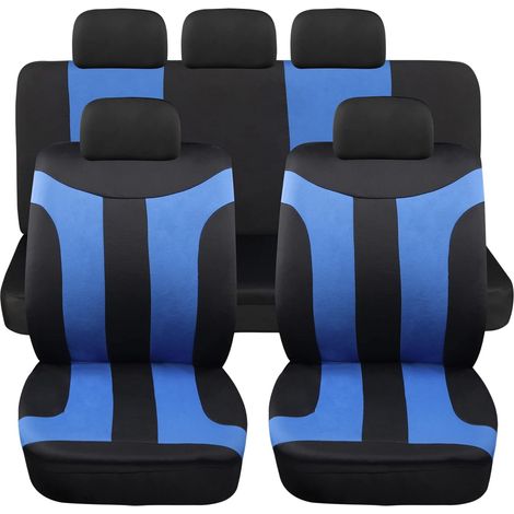 Lupex shop - Coprisedili auto universali modello LS05, set anteriori e posteriori, NO SUV, colore Blu (1/4)