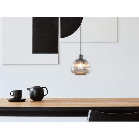 Kleine Pendelleuchte TARIFA 1-flammig mit Glasschirm Chrom bedampft, Ø 22cm (1/5)