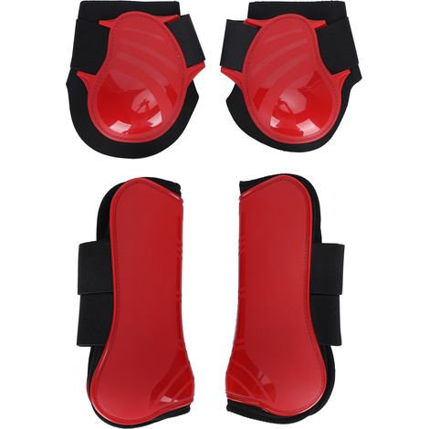 Bottes de soutien pour chevaux, Protection des jambes, housse épaisse, élastique, respirant, coussin enveloppant, rouge, 1 ensemble L (1/5)