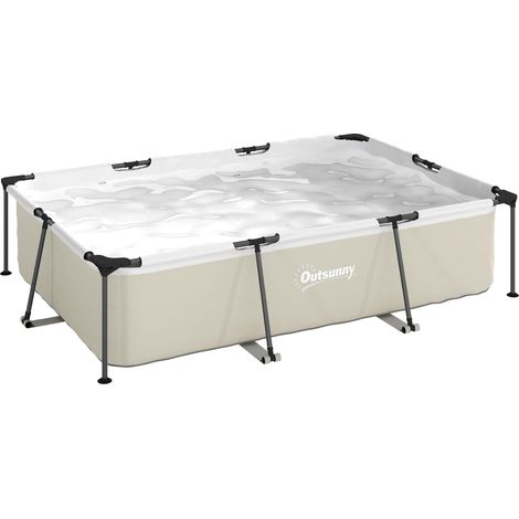 Piscine Tubulaire Rectangulaire Pompe de Filtration 3701L en PVC Triple Couche 316x238x66.5cm Gris