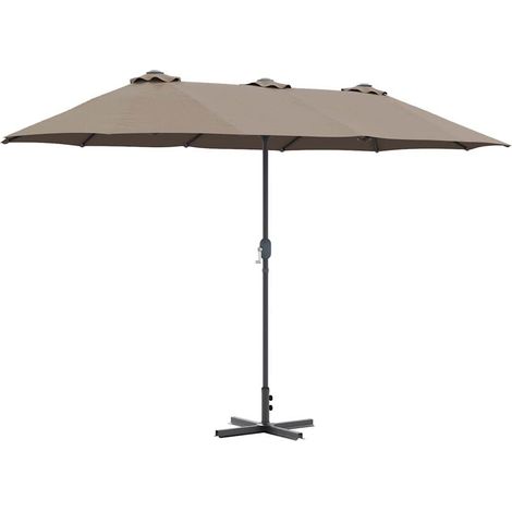 Parasol de jardin pliable moderne été 370 x 197 x 239 cm en polyester taupe