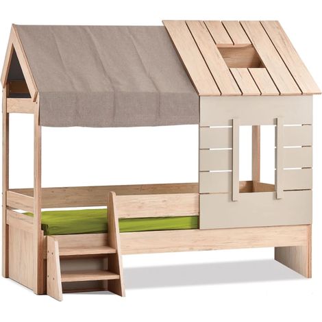 Cama infantil casita aglomerado gris 90x200cm