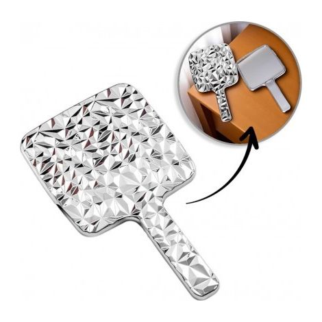 Miroir cosmétique ECARLA avec poignée, unilatéral XL hauteur 23 cm argent L24S