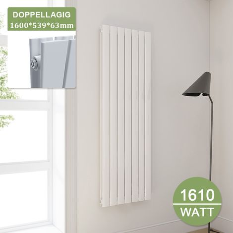 ELEGANT Paneelheizkörper Weiß Heizkörper Vertikal 1600x539mm Doppellagig