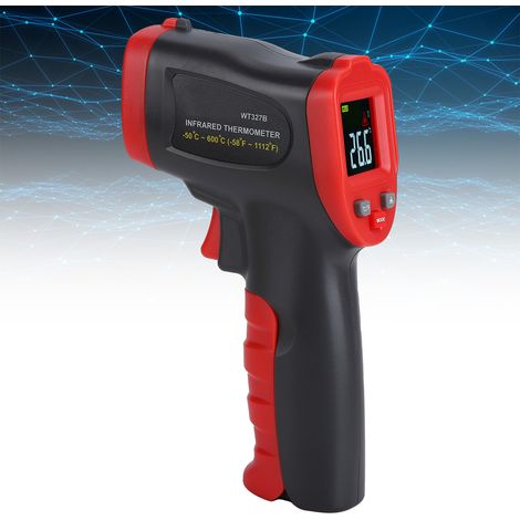 Thermomètre sans contact, thermomètre infrarouge portable, pistolet de mesure de température de l'eau, pistolet de mesure de température laser annulaire industriel WT327B (1/5)