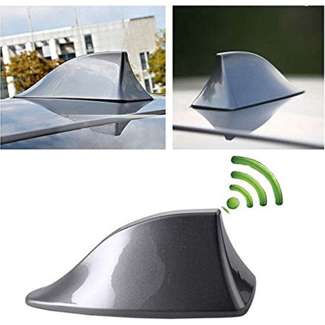 Universelle Haifischflossenantenne fürs Auto – Autoantenne mit FM/AM-Radiosignal mit wasserdichter Klebebasis für Auto, SUV, LKW, Van (grau) (1/4)
