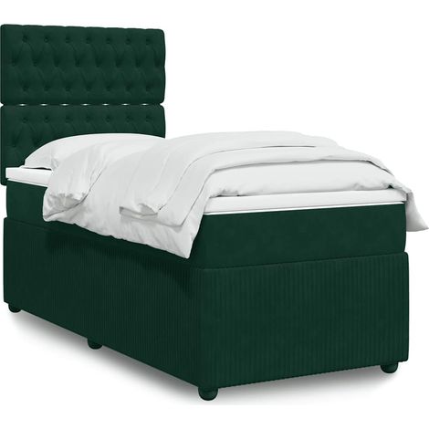 Boxspringbett mit Matratze Dunkelgrün 100x200 cm Samt