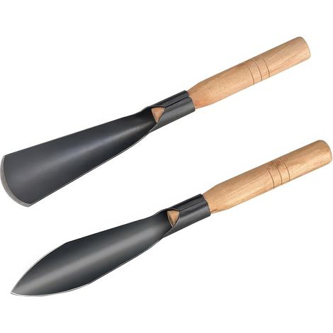 Truelle de jardin 2 pièces – Petites pelles à main robustes, outils de jardin en acier au manganèse durable avec poignée en bois pour creuser, planter, désherber, transplanter et ameublir le sol (1/5)