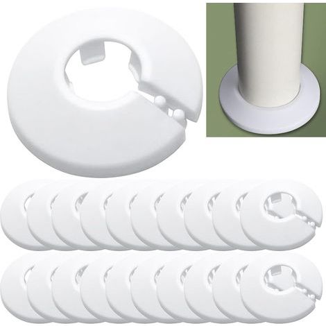 Lot de 20 rosaces pour tuyaux de chauffage, 20 mm (il y a quatre tailles différentes) - Rosaces individuelles pour tuyaux de radiateur, couvercle de tuyau de chauffage en polypropylène, convient pour (1/5)