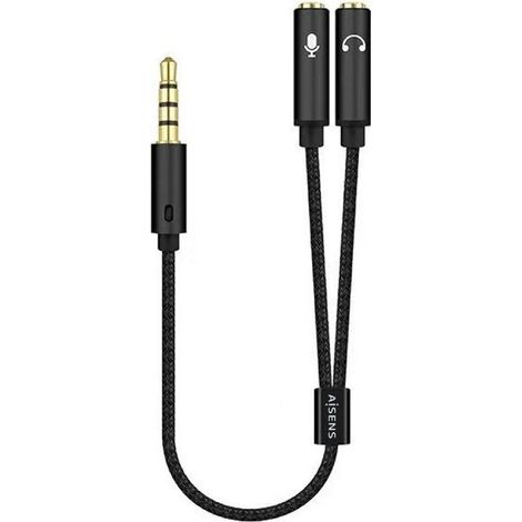 Adattatore aisens a128-0416/ jack 3.5 maschio - 2x jack 3.5 femmina/ 25cm/ nero