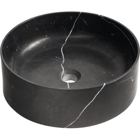 Sapho Blok - Lavabo pour plan de travail, diamètre 40 cm, sans trop-plein, sans trou pour robinet, noir mat Marquin 2401-52 (1/4)