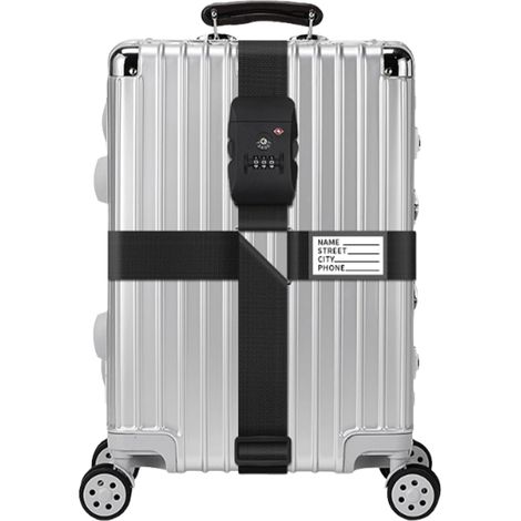 Sangle croisée pour bagage avec cadenas à code 3 chiffres, bride élastique ajustable, accessoire de voyage sécurisé (1/5)