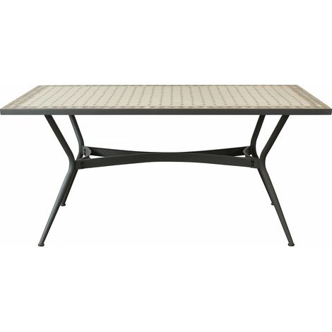 ANXO - tavolo con piano rettangolare e mosaico beige e antracite (1/4)