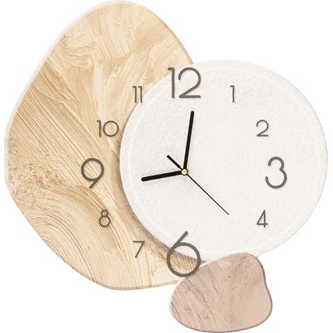 Wanduhr, geräuschloses Uhrwerk, elegantes 3D-Steindesign, Weißgold (1/2)