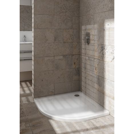 Receveur de douche en acrylique blanc - semi circulaire R55 -ZAHER - 80 x 80 (1/5)