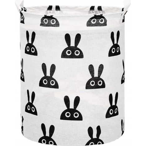 Cesto portagiochi pieghevole, contenitore per biancheria, organizer a forma di coniglietti, 45 cm