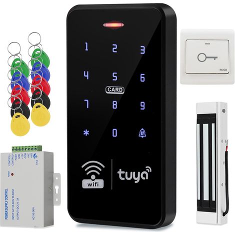 Kit de système de contrôle d'accès, Clavier RFID étanche IP68, Serrure électrique à Boulon de 150/150 kg, 10 Porte-clés (1/5)