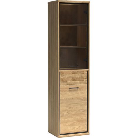 Étagère Etrmoni 108, Clair bois + Chêne, Avec des portes, Fermé, Avec tiroirs, Stratifié, Le nombre de portes: 2, Nombre de tiroirs: 1, 197x50x41cm