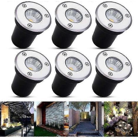 Spot encastré au sol LED 6er, lampadaire encastré 3W pour extérieur, spot encastré au sol extérieur, antirouille, supporte une charge jusqu'à 800 kg, 12-24V CC, acier inoxydable