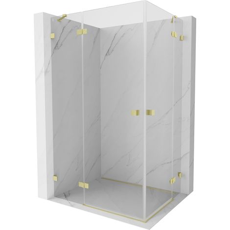 Mexen Lunar Duo cabine de douche battante 90 x 70 cm, transparent, or brossé - 834-090L-070P-55-00 (1/3)