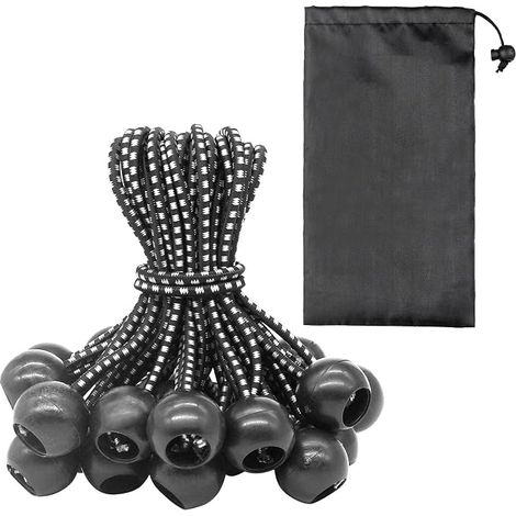 15 Pack 150mm Black and White Elastic Ball Ropes with Balls for Tarpaulins Elastic Straps for Tents, Tarp Holders, Household Items (1/5)