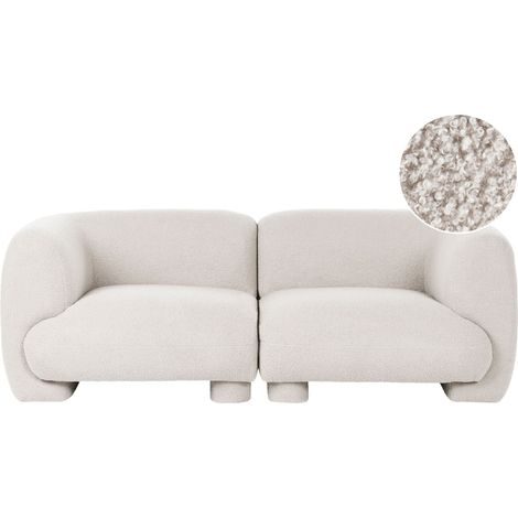 2 Setaer Off White Boucle Modular Single Low Profile Curved Organic Style MJALBI
