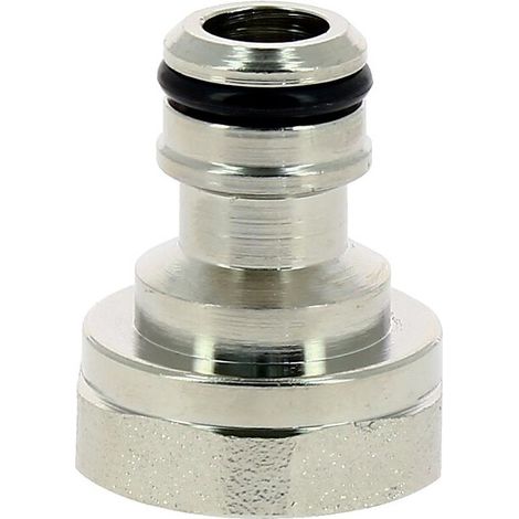 Adaptateur femelle laiton nickelé pour nez de robinet filetage 20x27 avec raccord rapide mâle - FAUQUET